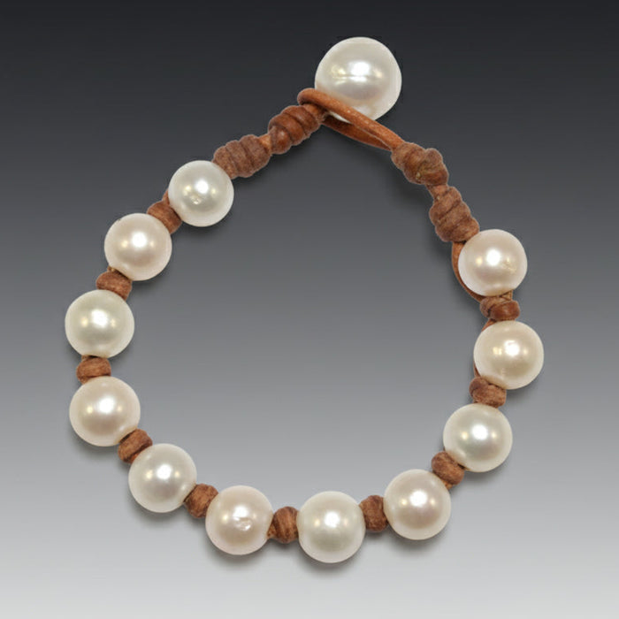 All Around Freshwater Pearl Leather Bracelet