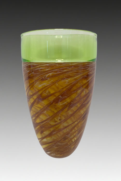 Amber & Lime Vortex Art Glass Vase