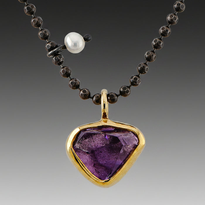Amethyst Gold & Oxidized Silver Necklace