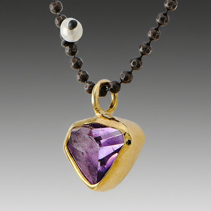 Amethyst Gold & Oxidized Silver Necklace