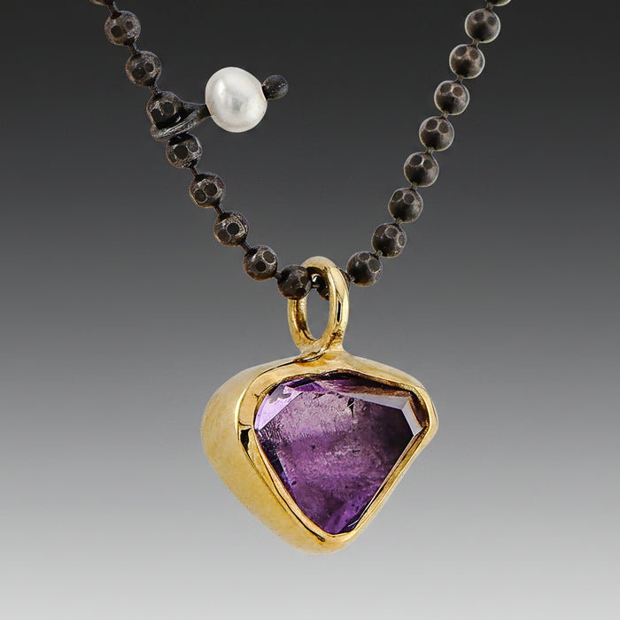 Amethyst Gold & Oxidized Silver Necklace