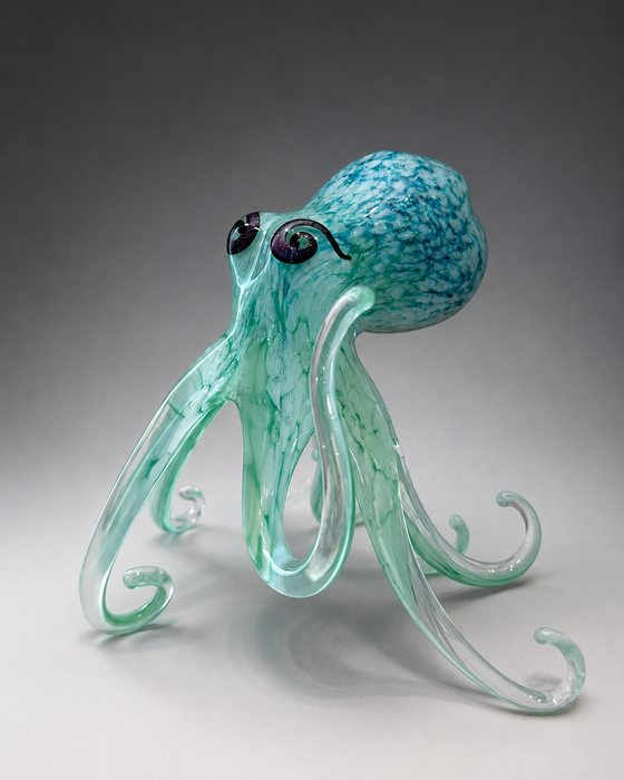 Walling  Aqua Octopus Art Glass Sculpture