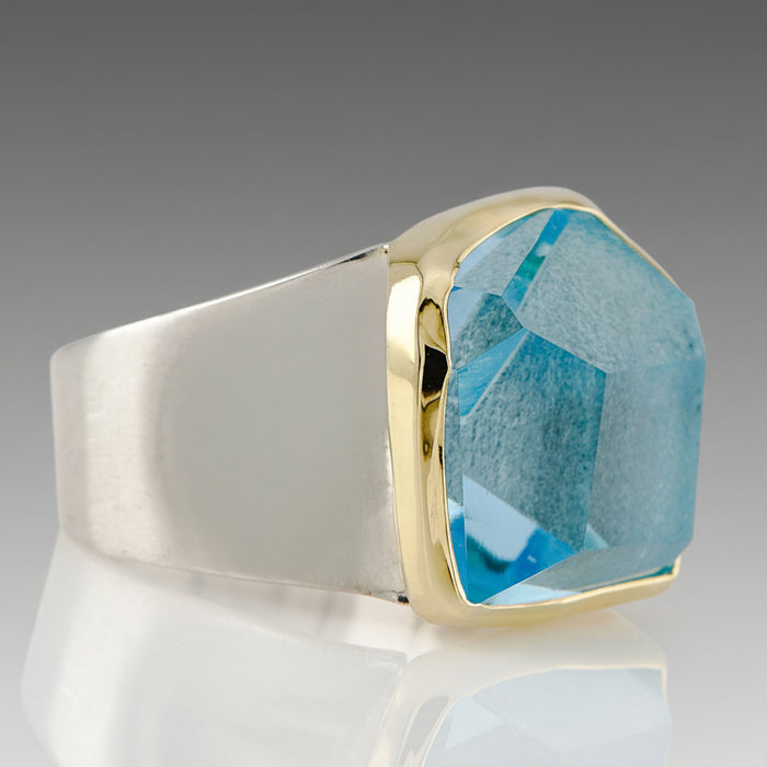 Aquamarine Gold & Silver Ring