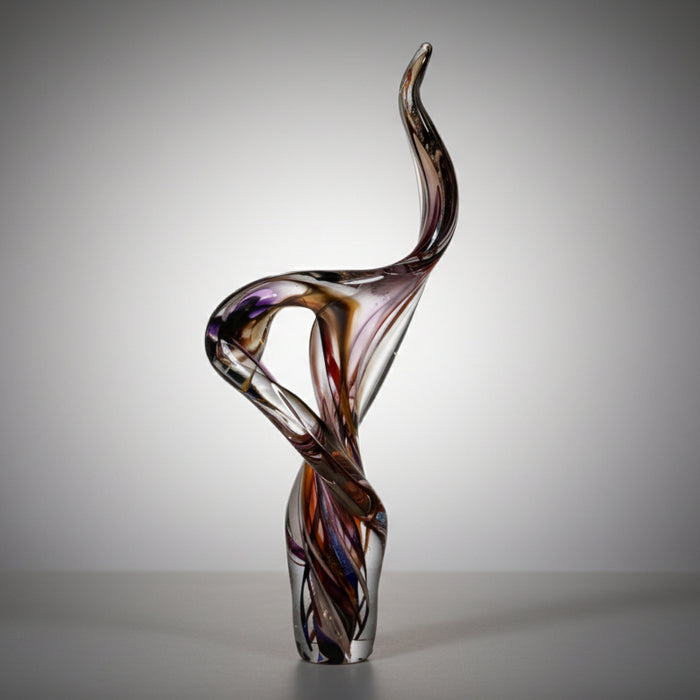 Arm Up Twist in Wine & Whiskey Art Glass Sculpture