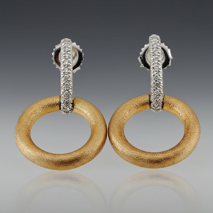 Bar Diamond and Gold Earrings