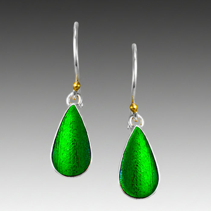 Beetle Wing Pear Earrings