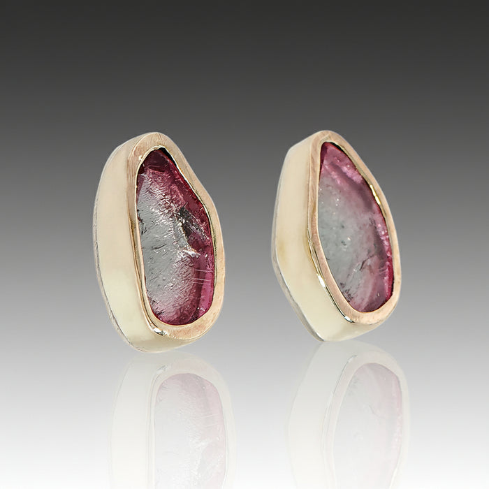 Bi-Color Tourmaline Stud Earrings