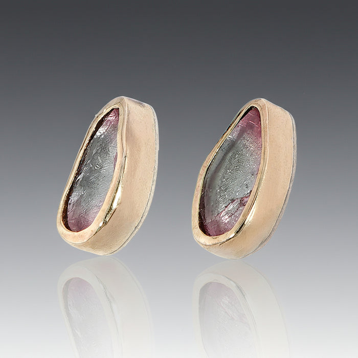 Bi-Color Tourmaline Stud Earrings