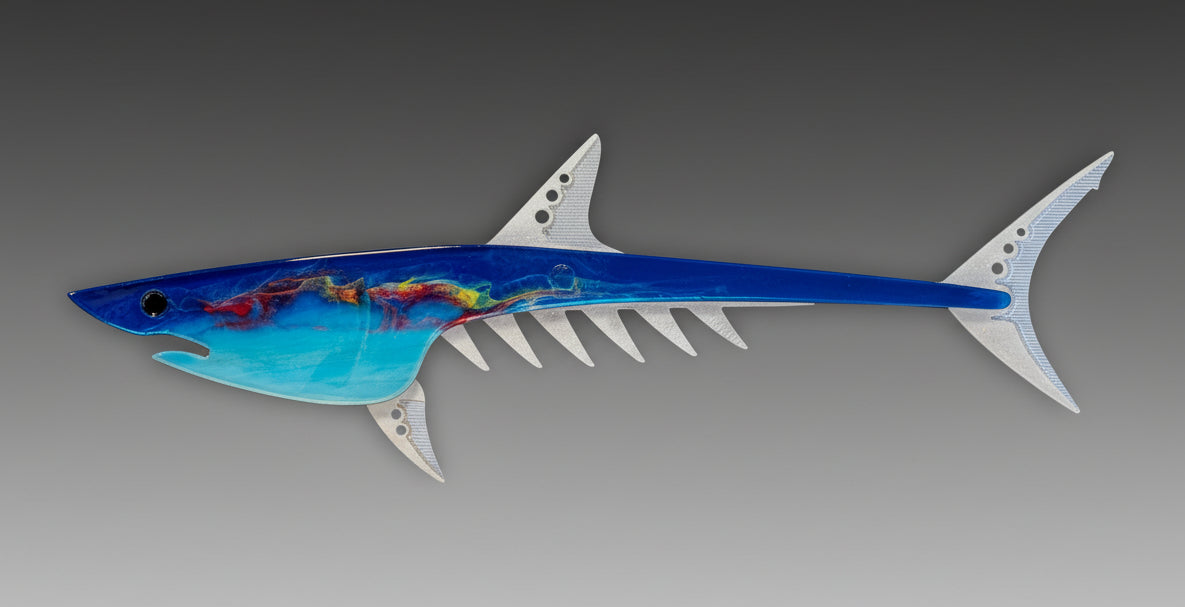 Blue Mako Shark Metal and Wood Wall Sculpture