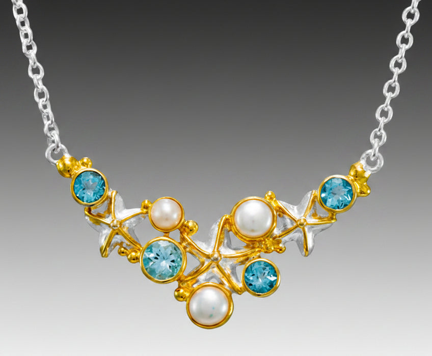 Blue Topaz Starfish Bubble Necklace
