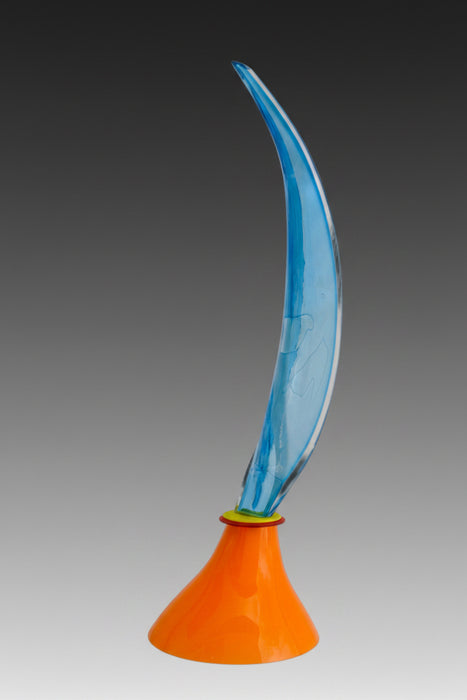 Blue Flame Art Glass Sculpture