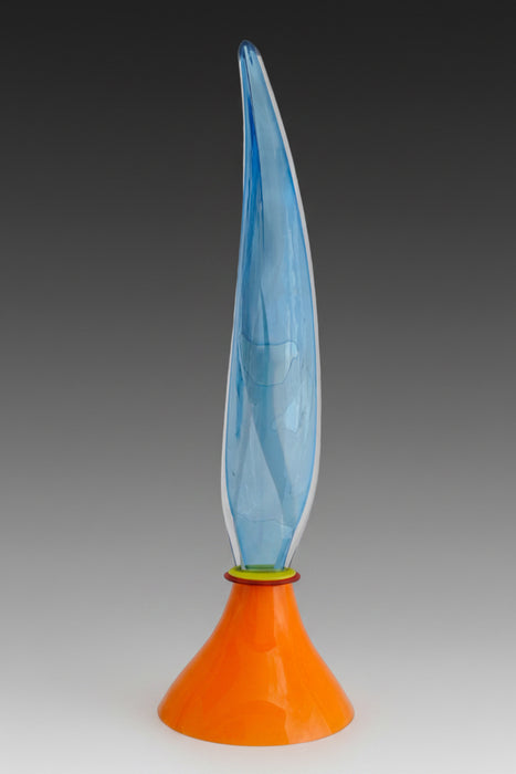 Blue Flame Art Glass Sculpture