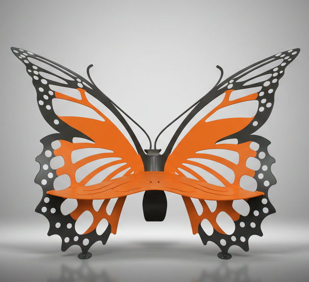 Butterfly-shaped outdoor bench 