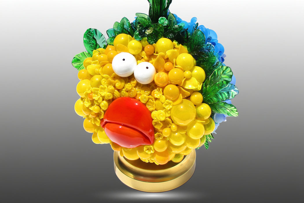 Yellow Fish Art Glass Lamp