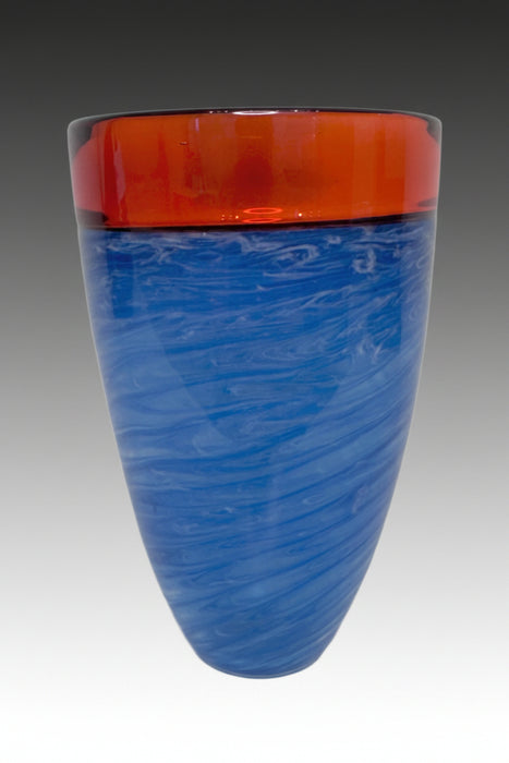 Cerulean & Pink Vortex Art Glass Vase