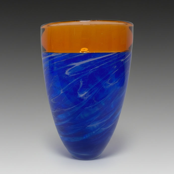 Cobalt & Tangerine Vortex Art Glass Vase