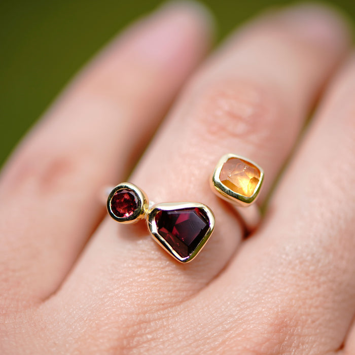 Tourmaline & Garnet Statement Ring