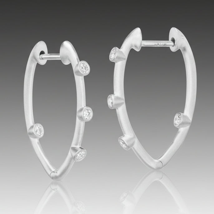 Diamond Huggie Earrings - 18k Gold Cono Bow Hoop