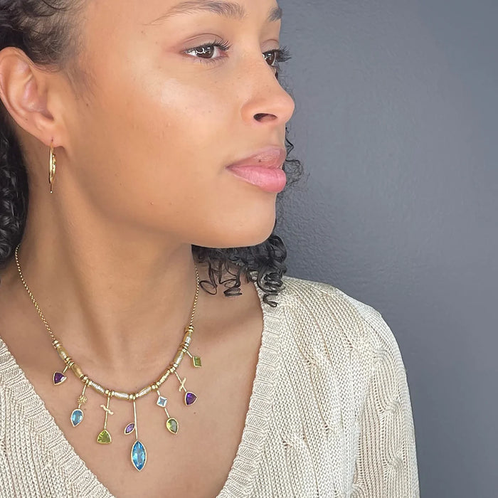 Gold 7 Edge Stick Necklace