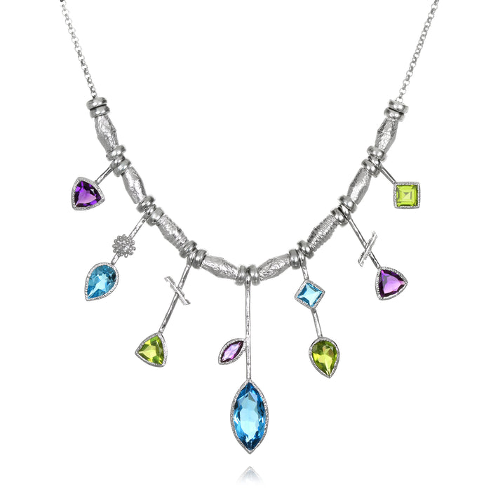 7 Stick Edge Necklace – Blue Topaz