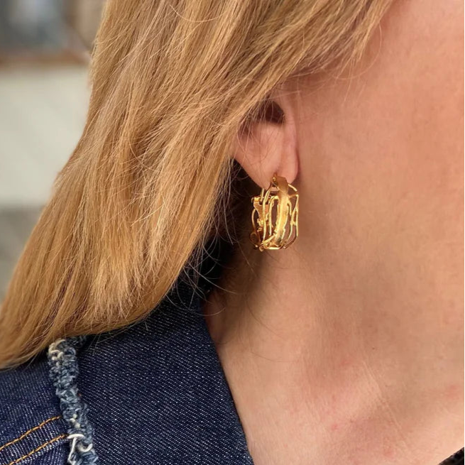 Gold Edge Post Earrings – Medium