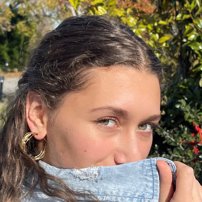 Large Omega Gold Edge Hoops