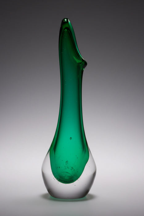 Emerald Rainstorm Art Glass Vase