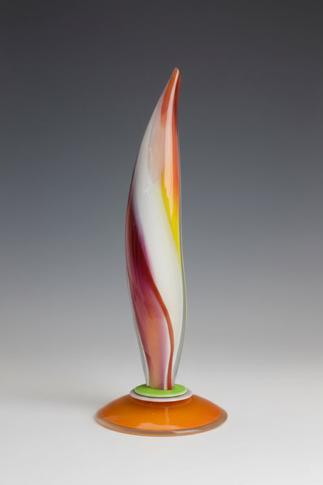 Yellow Flame Art Glass Sculpture