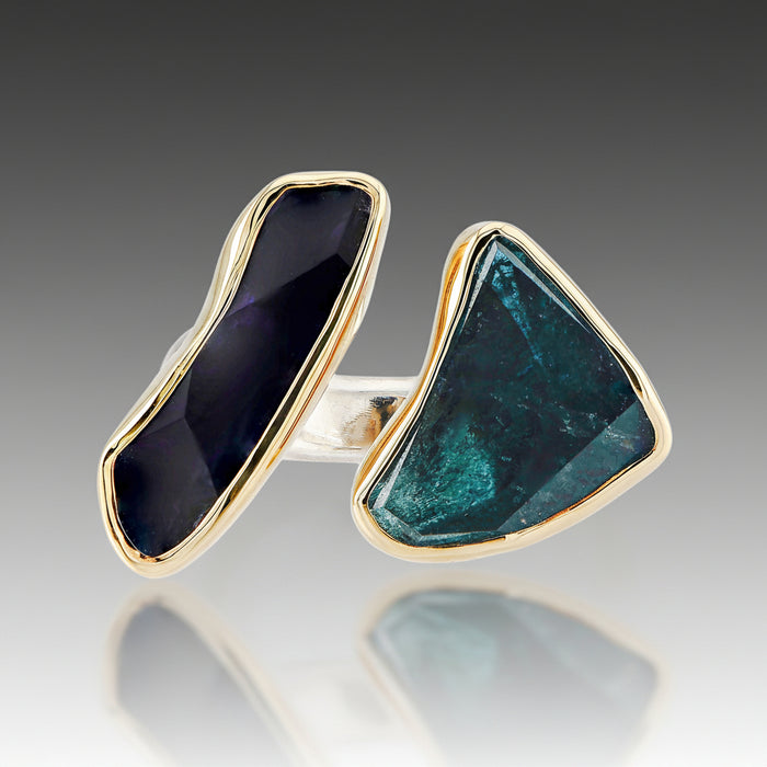 Green Tourmaline & Iolite Ring
