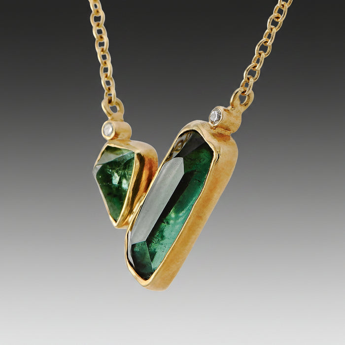 Green Tourmaline, Peridot & Diamond Necklace