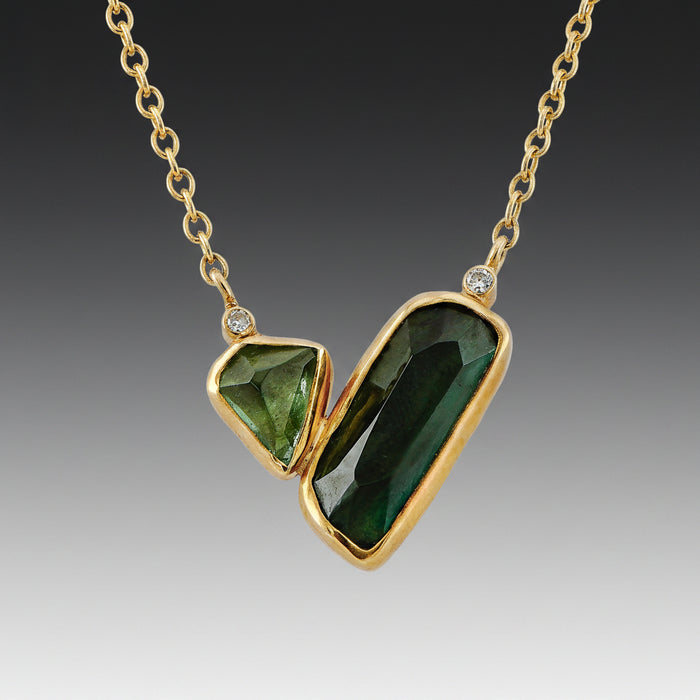Green Tourmaline, Peridot & Diamond Necklace