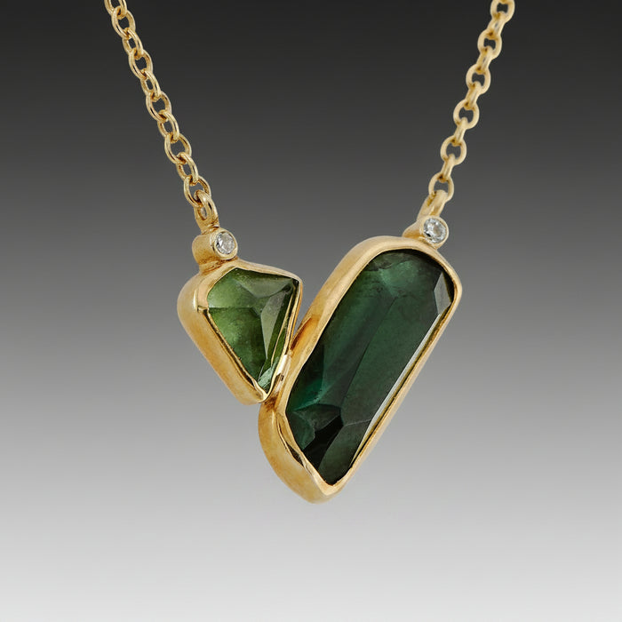 Green Tourmaline, Peridot & Diamond Necklace