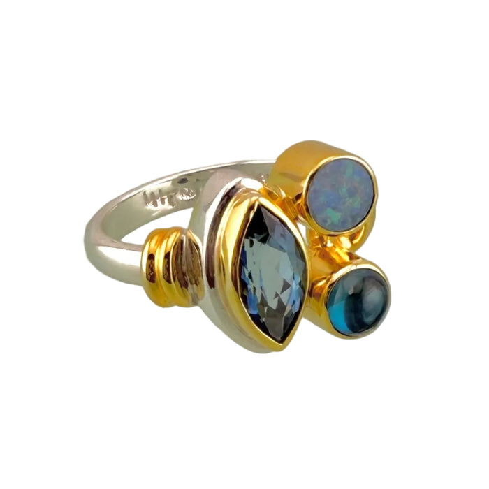 London Blue Topaz & Opal Ring