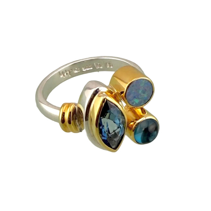 London Blue Topaz & Opal Ring
