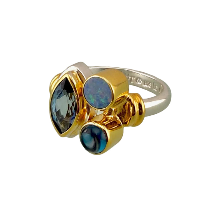 London Blue Topaz & Opal Ring