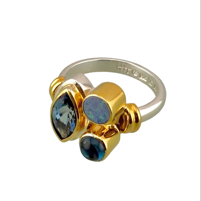 London Blue Topaz & Opal Ring