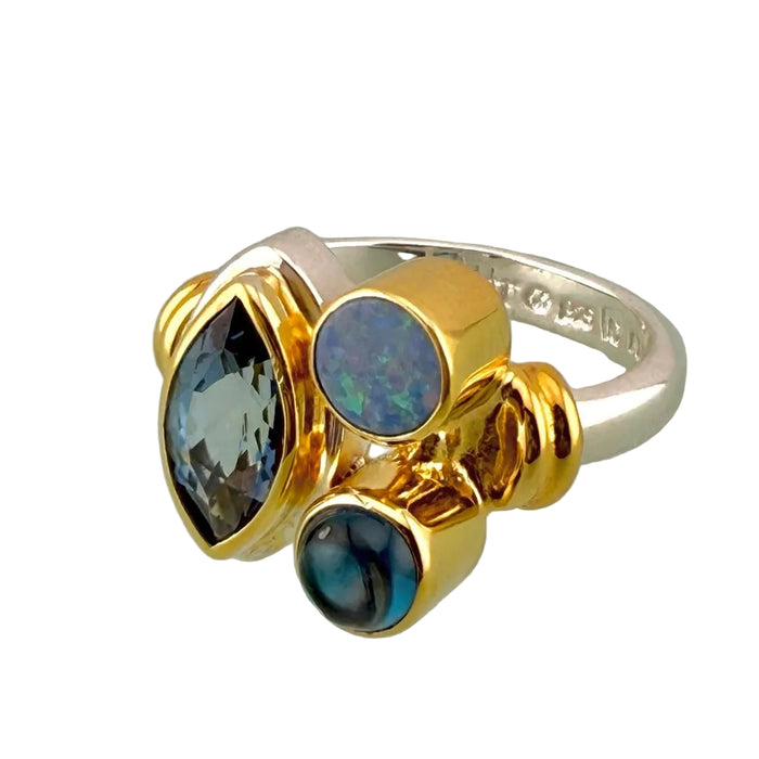 London Blue Topaz & Opal Ring
