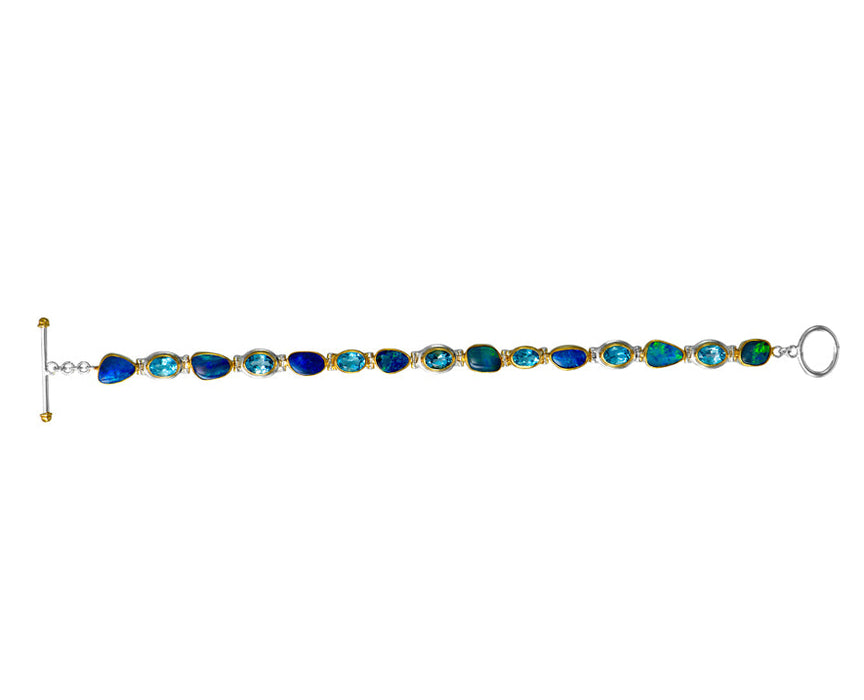 Baby Blue Topaz & Ethiopian Opal Link Bracelet