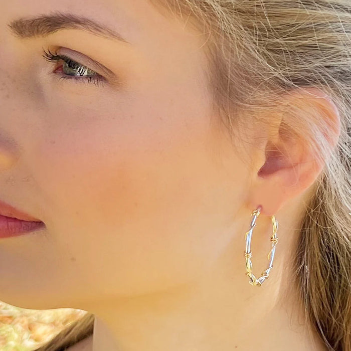 Unique Hoop Earrings - Silver & Gold Wrapped