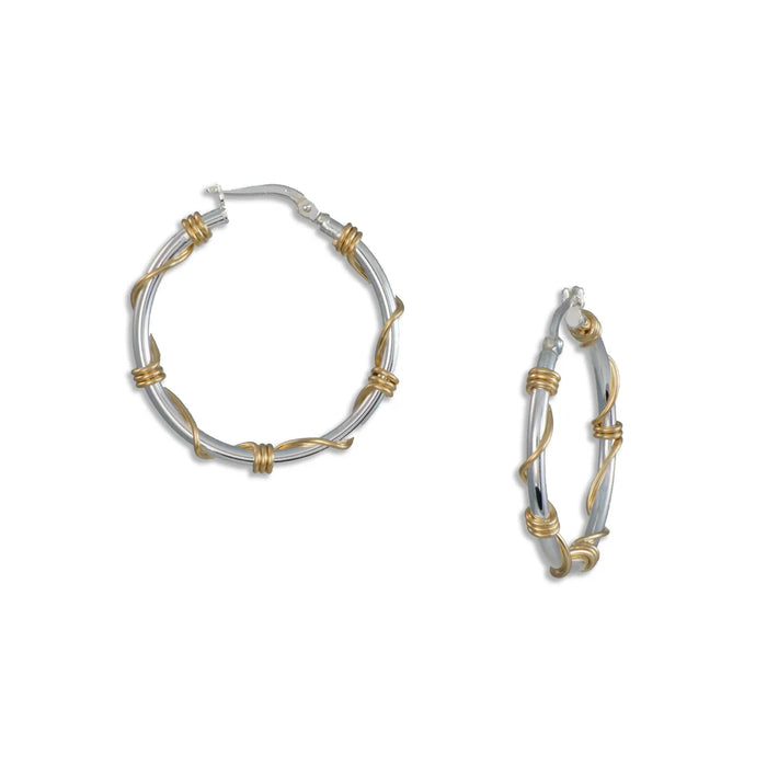 Unique Hoop Earrings - Silver & Gold Wrapped
