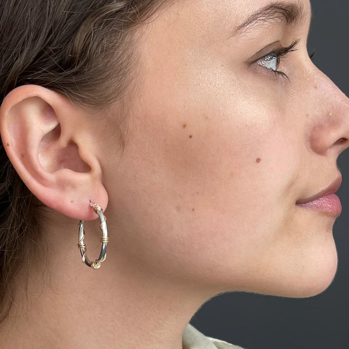 Unique Hoop Earrings - Silver & Gold Wrapped