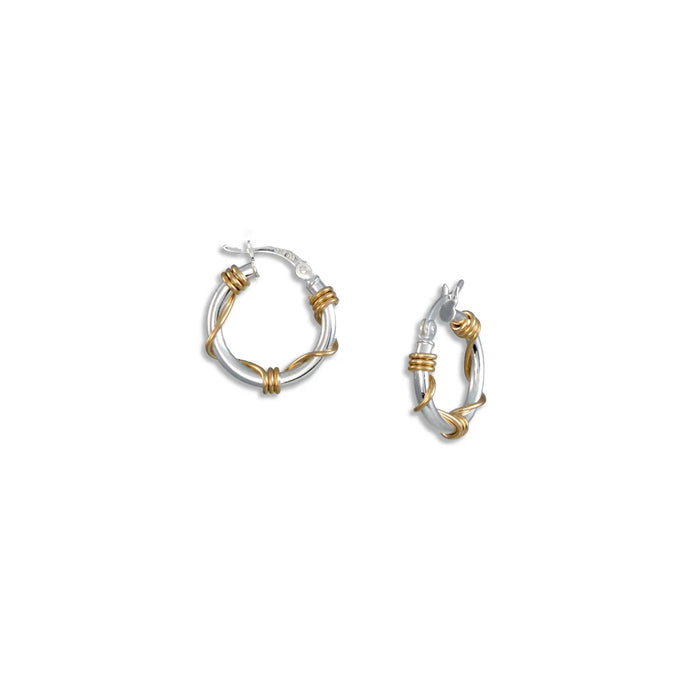 Unique Hoop Earrings - Silver & Gold Wrapped