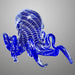 Blue glass sculpture of a jellyfish on a gray background
