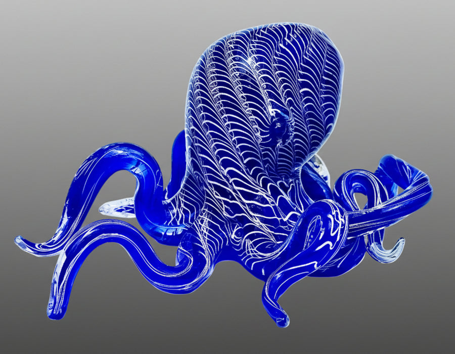 Blue glass octopus sculpture
