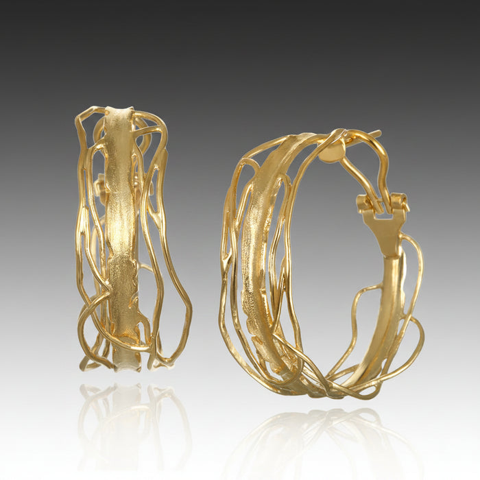 Large Omega Gold Edge Hoops