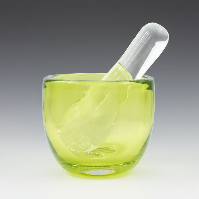 Lime & Clear Art Glass Mortar & Pestle