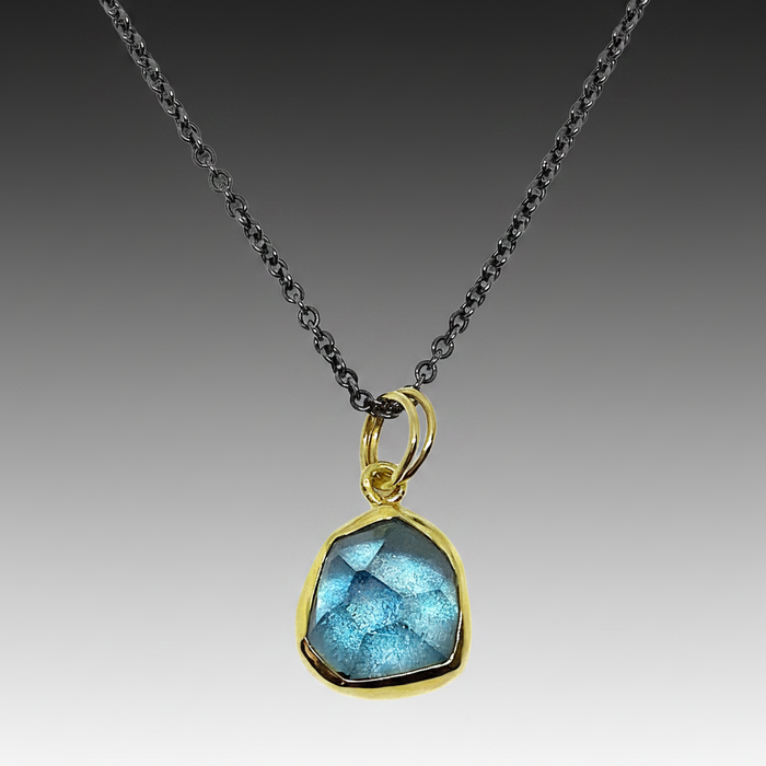 London Blue Topaz Gold & Oxidized Silver Necklace