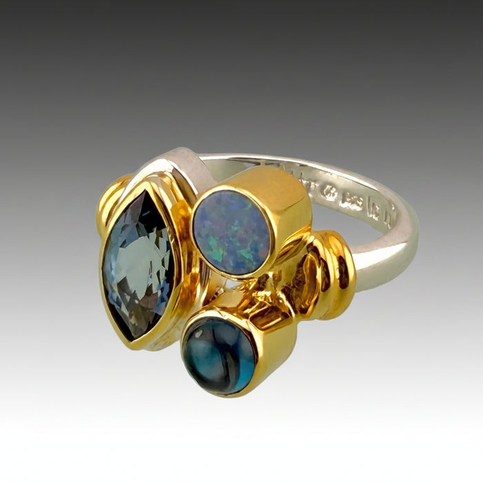 London Blue Topaz & Opal Ring
