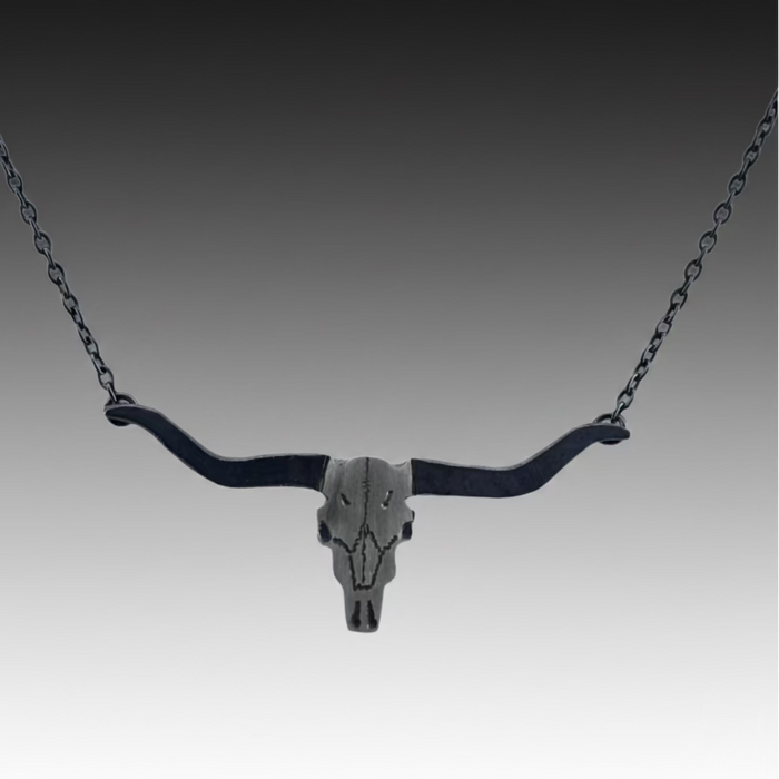 Longhorn Oxidized Sterling Silver Necklace