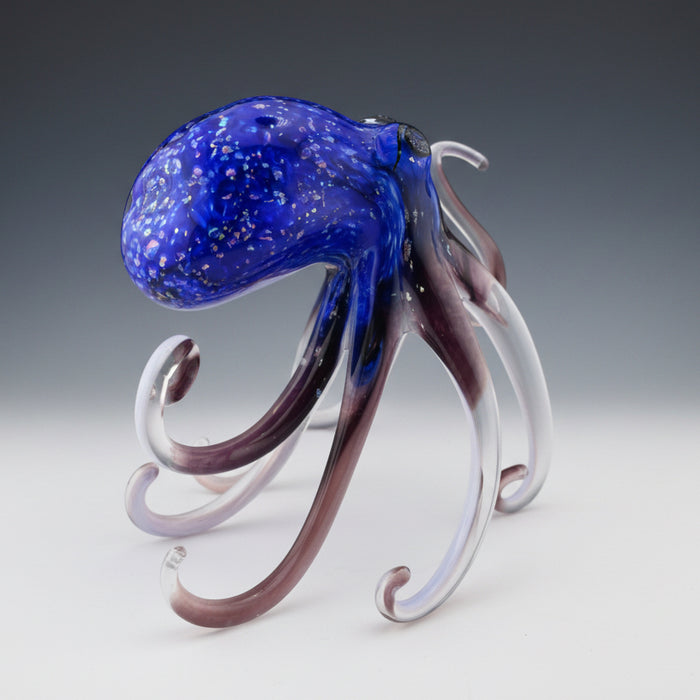 Walking Purple & Blue Octopus Art Glass Sculpture